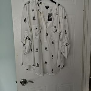 Torrid size 2 Harper blouse with owls